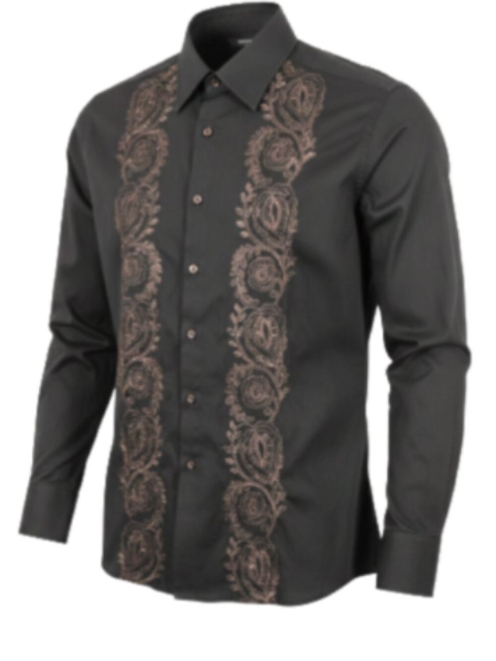 B52 Men’s Embroidered Button Down Shirt Size L Brown Long Sleeve Paisley EUC